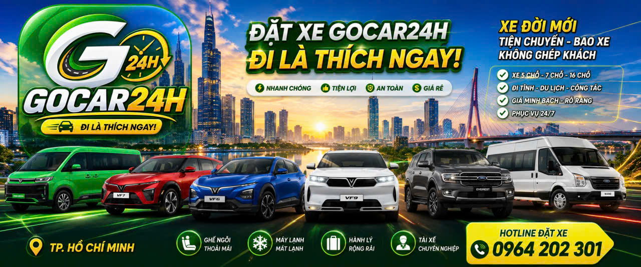 Đặt xe GOCAR24H 5 chỗ, 7 chỗ và 16 chỗ tại TP.HCM